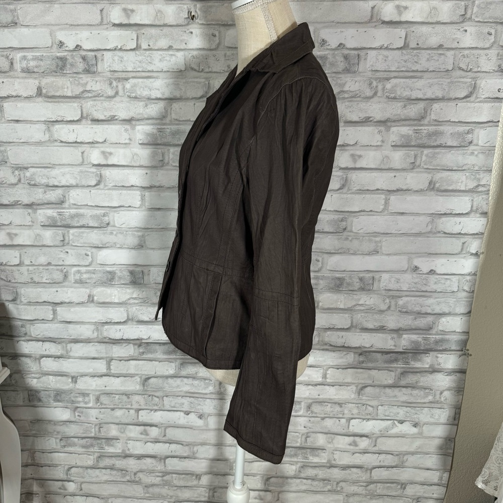 Vintage Tapemeasure Brown Leather Button Up Jacket - Picture 3 of 11